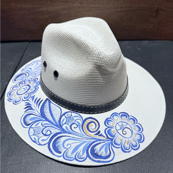 Gonzalez Accessories - MEXICAN Artisanal Hat HandPainted Fedora Mandala Sombrero Panama Bohemian Medium
